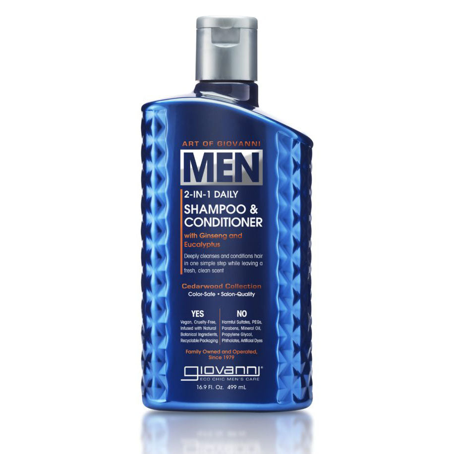 Giovanni MEN 2-in-1 Daily Shampoo & Conditioner – with Ginseng & Eucalyptus, 499ml