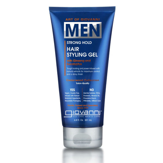 Giovanni MEN Strong Hold Hair Styling Gel – with Ginseng and Eucalyptus, 201ml