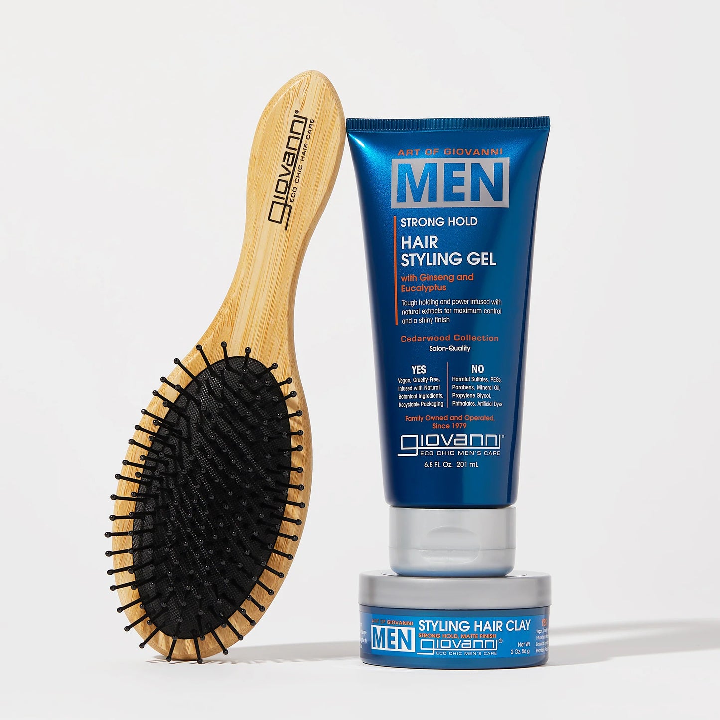 Giovanni MEN Strong Hold Hair Styling Gel – with Ginseng and Eucalyptus, 201ml