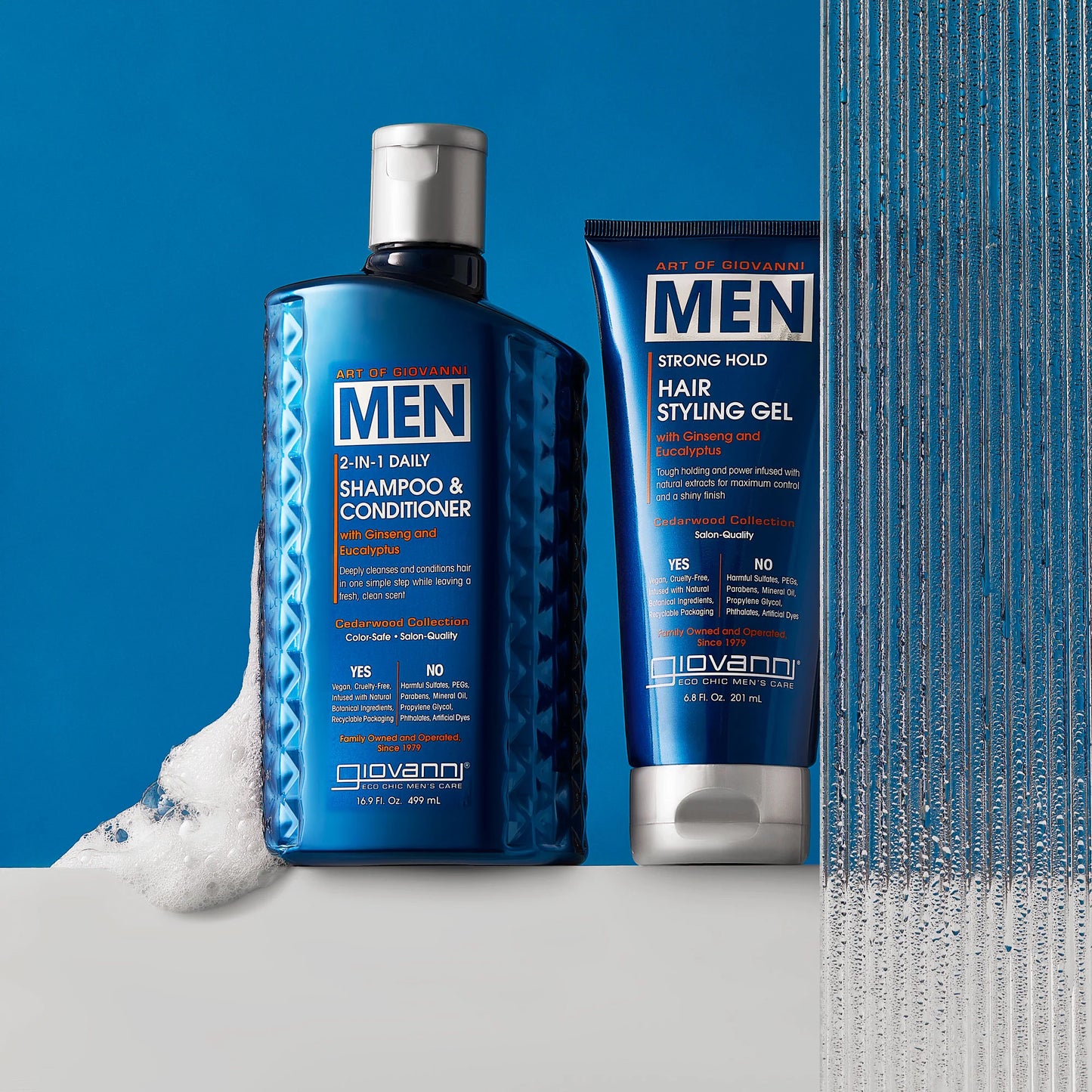 Giovanni MEN Strong Hold Hair Styling Gel – with Ginseng and Eucalyptus, 201ml
